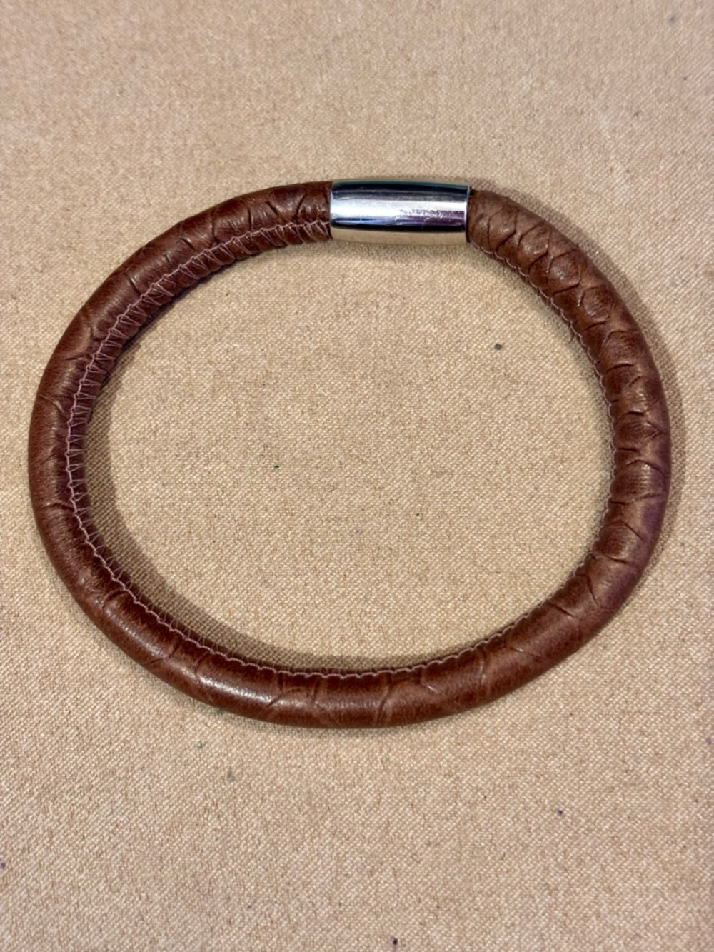 Brighton Woodstock bracelet Brown snakeskin leather Holds beads, charms Retired